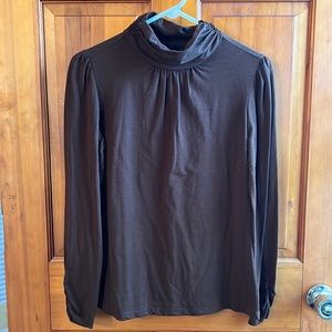 Chocolate brown turtleneck top petite small